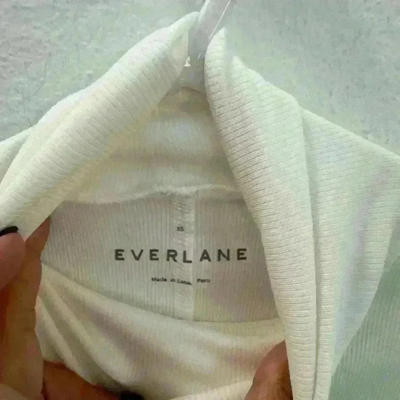 Everlane The Supima Micro-Rib Turtleneck XS White Preppy - Picture 4 of 5